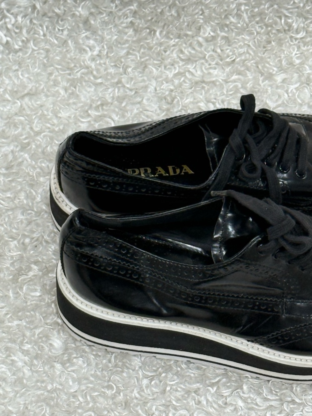 Prada Platform Brogue-Trim Leather Oxford - Picture 5 of 11